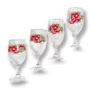 🦋 New Pioneer Woman Cheerful Rose Goblets, Set of 4